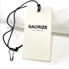 Garment Accessories Factory Custom Embossed Logo White Matte Paper Clothing Hang Tag