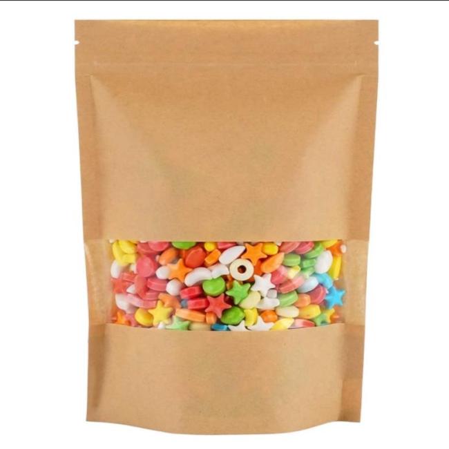 Eco Friendly  Biodegradable Bags Brown White Zip lock Coffee Food Packing Craft Paper Doypack Kraft Pouch