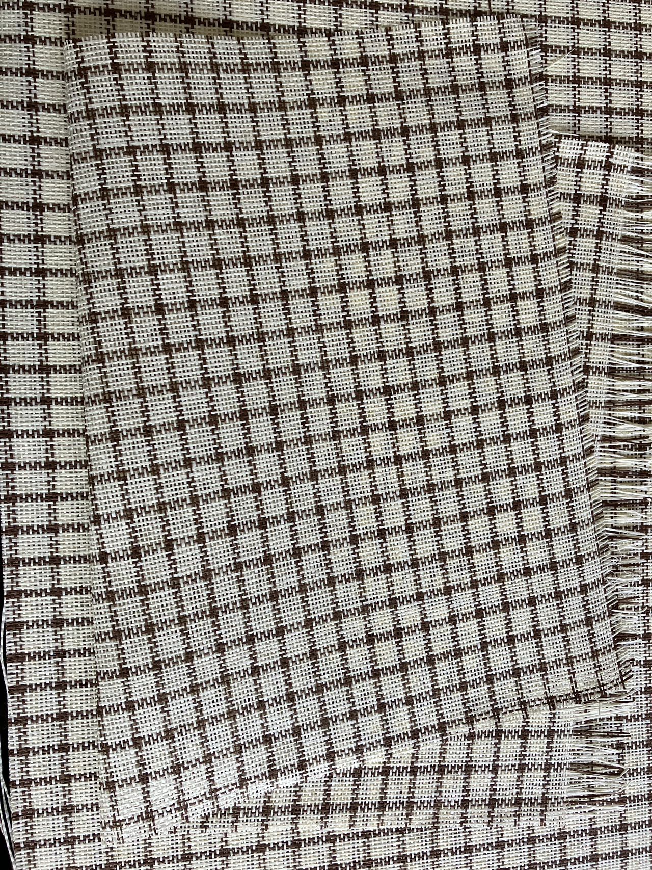 Faux Linen Mesh Sheet lattice brown and cream