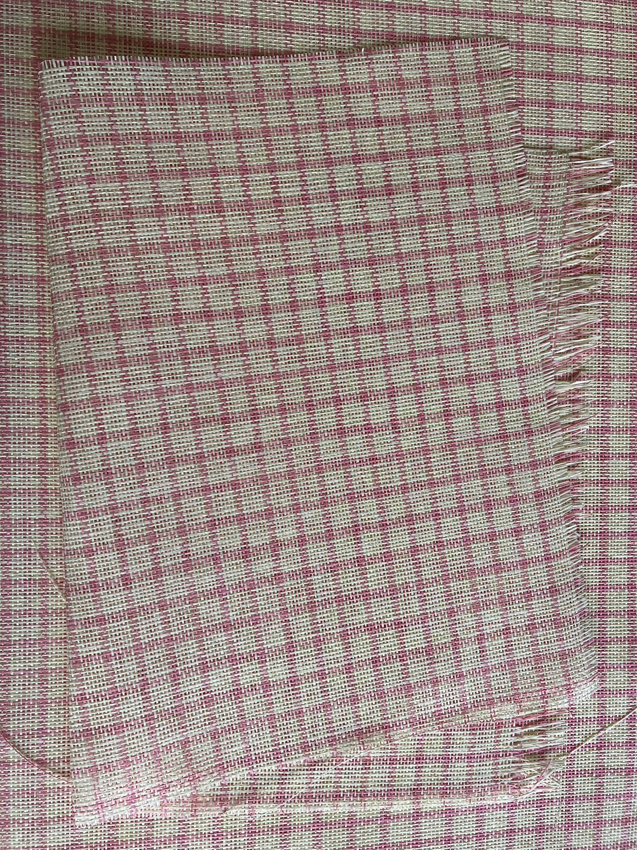 Faux Linen Mesh Sheet Pink Lattice
