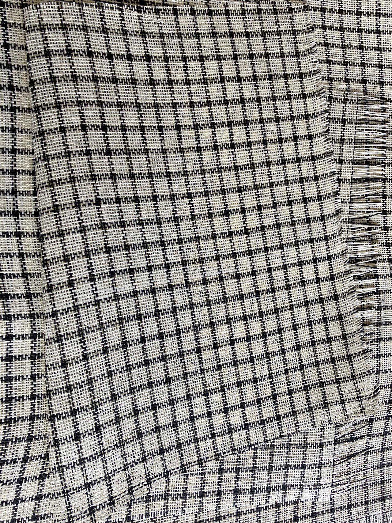 Faux Linen Mesh Sheet lattice black and cream