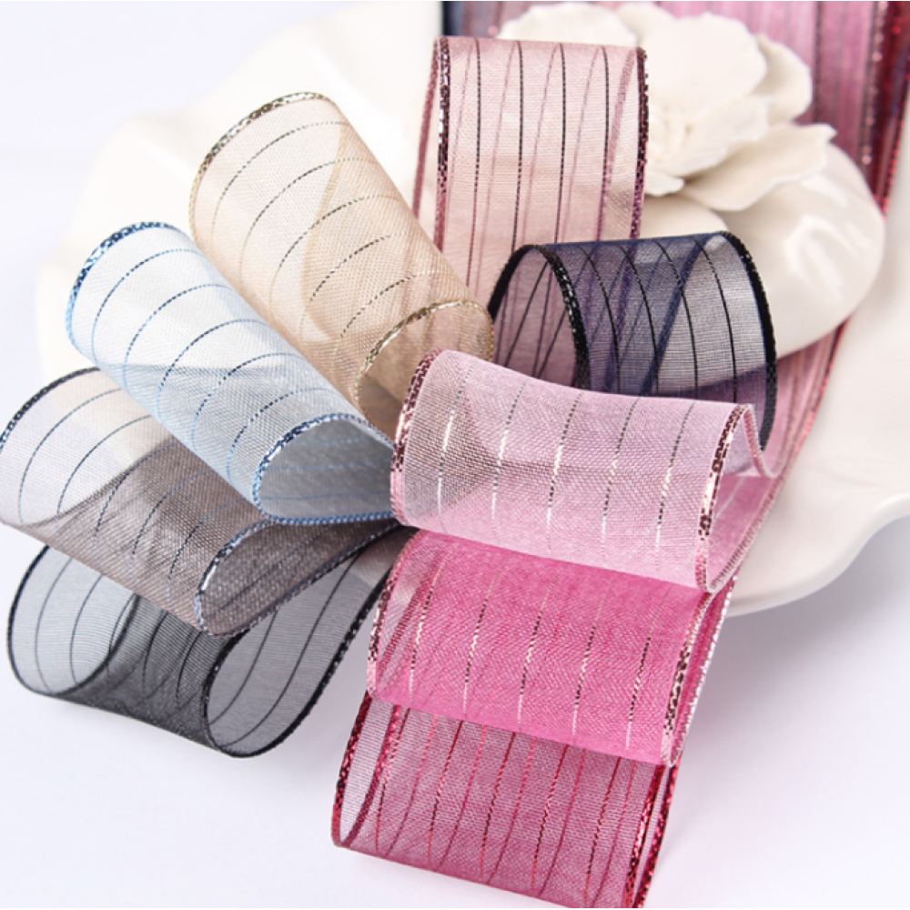 Mesh Woven Ribbon Stripe Pattern Multiple Colors
