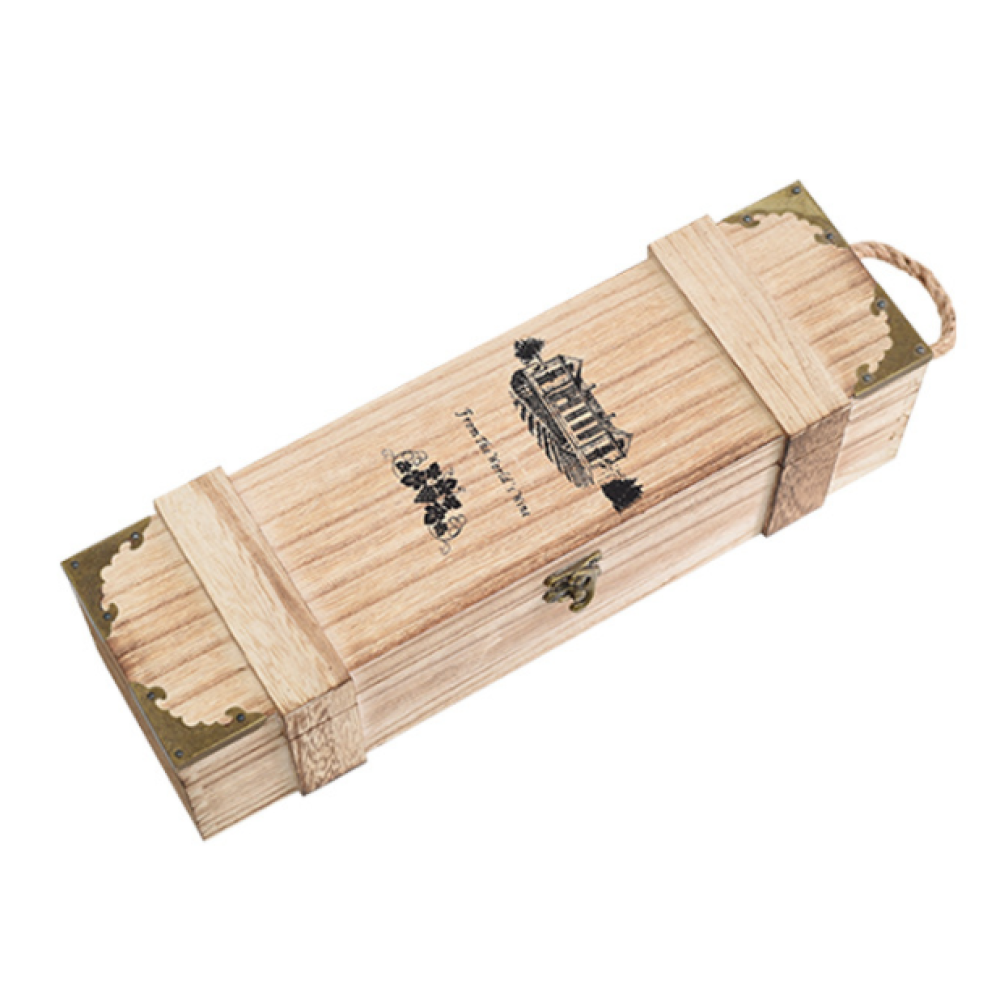 Single Bottle Wooden Wine Box With A Handle