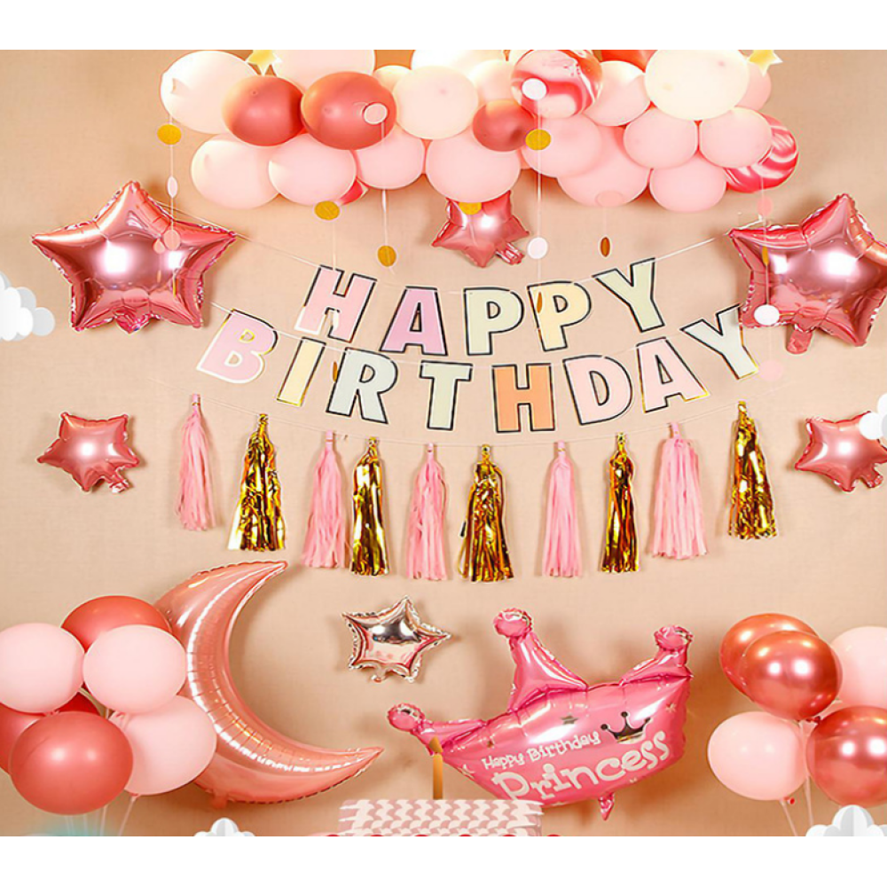 Birthday Balloon Garland Pink