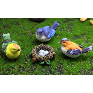 Handpainted Resin Birds Laying Eggs In The Nest