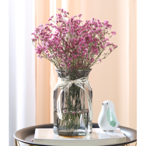 Clear Glass Vase With Ribbon For Flower Arrangement