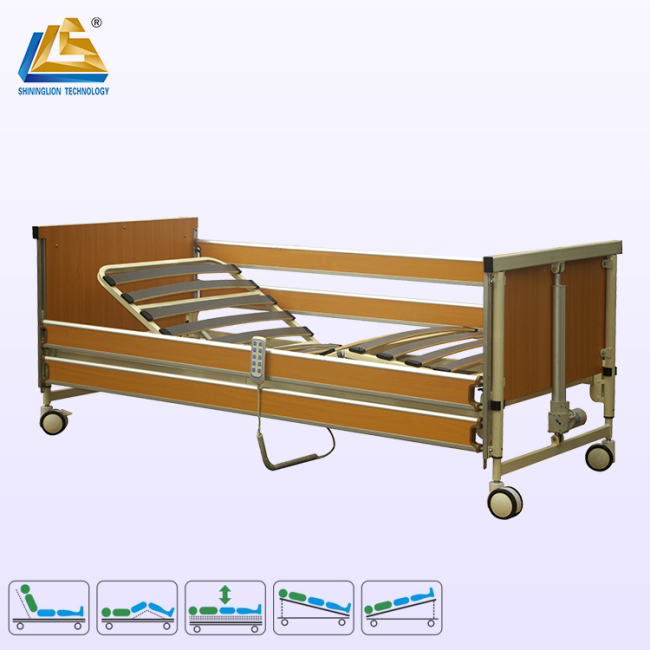 Elderly friendly wooden hospital bed