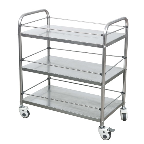 3-tier Stainless Steel Trolley with Wheels Easy Handling Dressing Trolley
