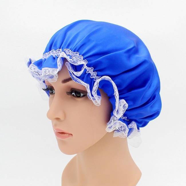 Шелковая шапочка для сна с кружевным дизайном для вьющихся волос