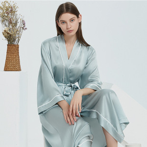 Wholesale V Neck Silk Long Robes For Women