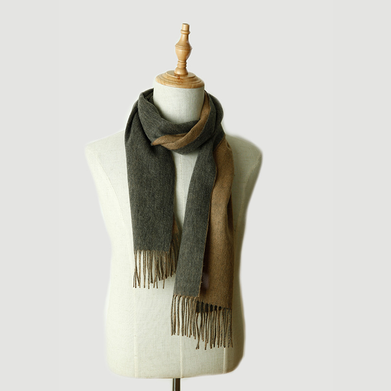 Унисекс двухцветный узкий шарф из гладкой шерсти для сохранения тепла