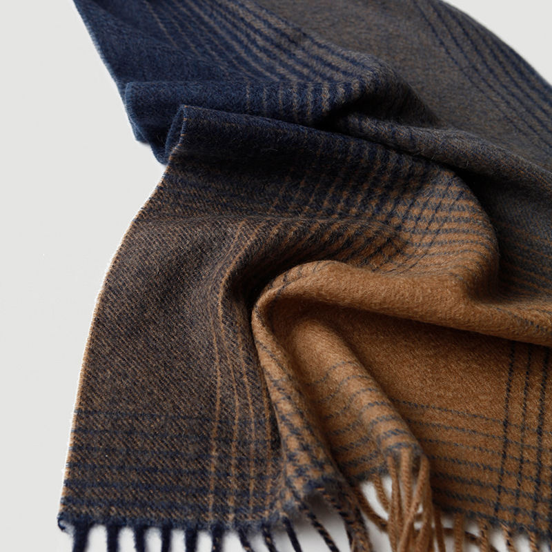 그라디언트 격자 무늬 및 줄무늬 남성 퓨어 캐시미어 겨울 따뜻한 목도리 스카프