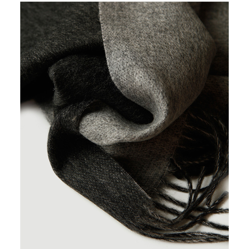 Bufanda fina unisex de lana lisa bicolor para mantener el calor