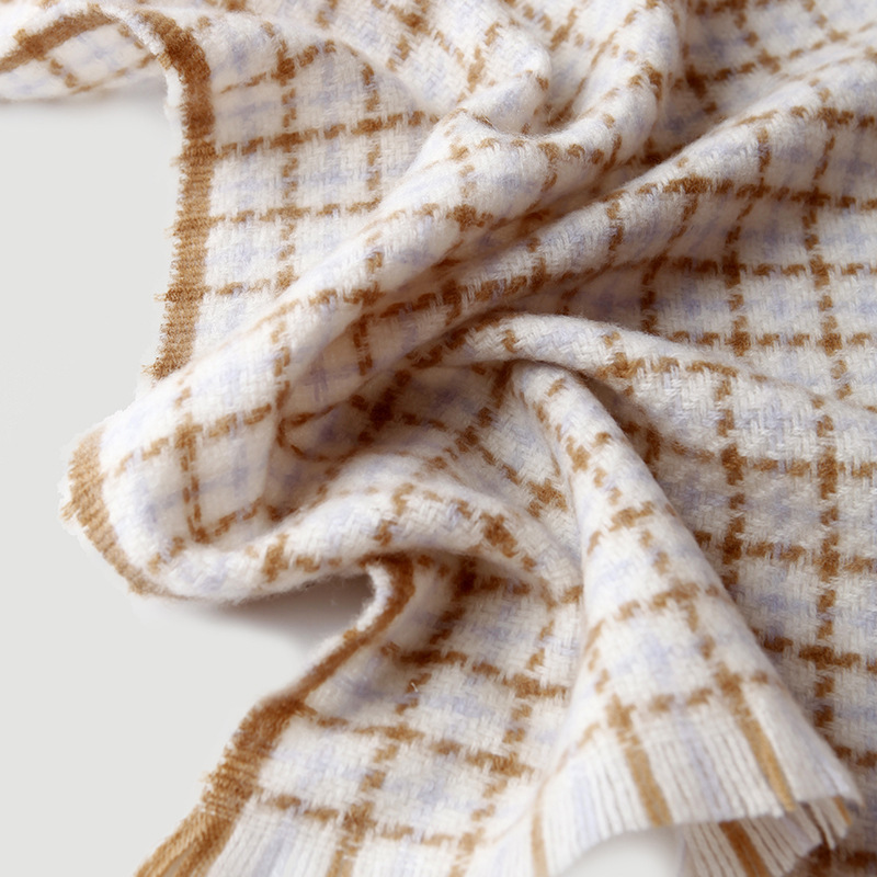 Женский легкий шарф из 100% шерсти с узором "гусиные лапки"