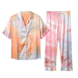 Custom Design Digital Print Silk Pajamas For Women