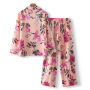 Pyjama en soie à impression numérique de conception de fleurs personnalisées pour femmes