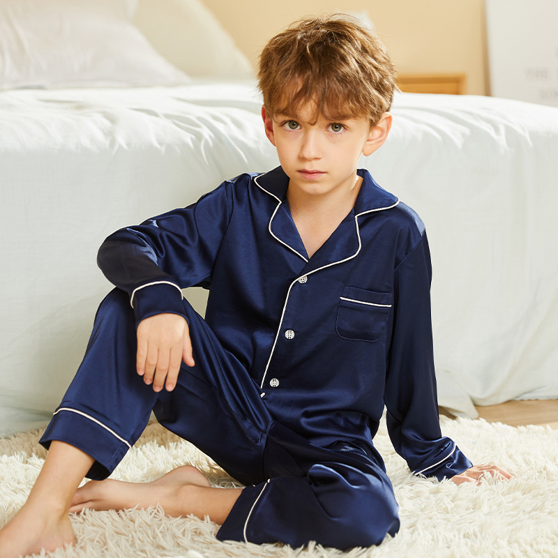 Men's 19MM 100% Pure Mulberry Silk Pajamas Set Long Sleeves Silk Sleepwear  S~XL