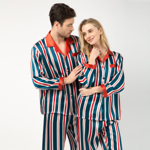 Ensemble de pyjama en soie pour couple unisexe à imprimé personnalisé
