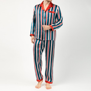 Conjunto de pijama de seda para casal unissex com estampa personalizada