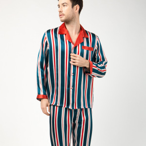 Ensemble de pyjama en soie pour couple unisexe à imprimé personnalisé