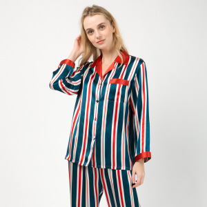 Conjunto de pijama de seda de pareja unisex con estampado de diseñador personalizado