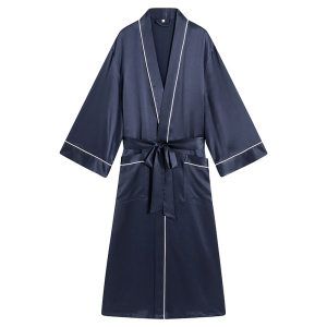 Robe à manches longues en soie kimono Momme 19/22 personnalisée pour hommes