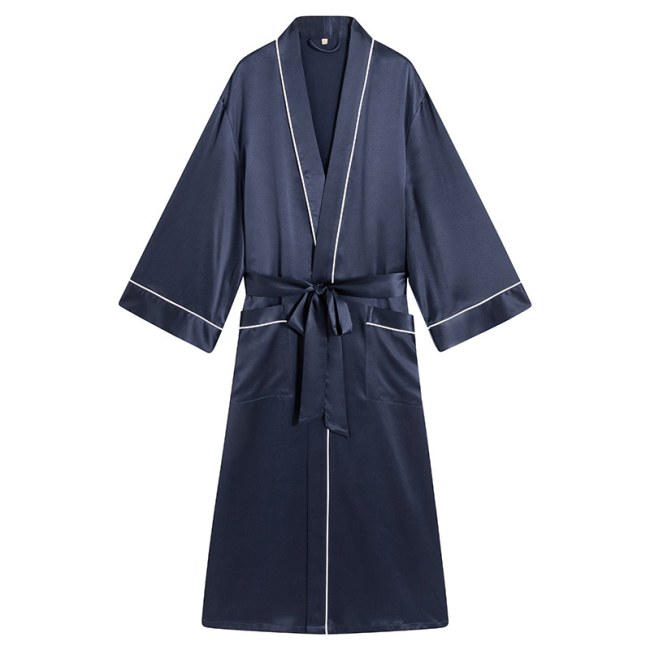 Benutzerdefinierte 19/22 Momme Kimono Seide Langarm Robe für Männer