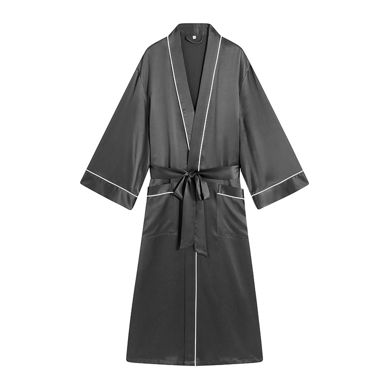 Custom 19/22 Momme Kimono Silk Long Sleeve Robe For Men