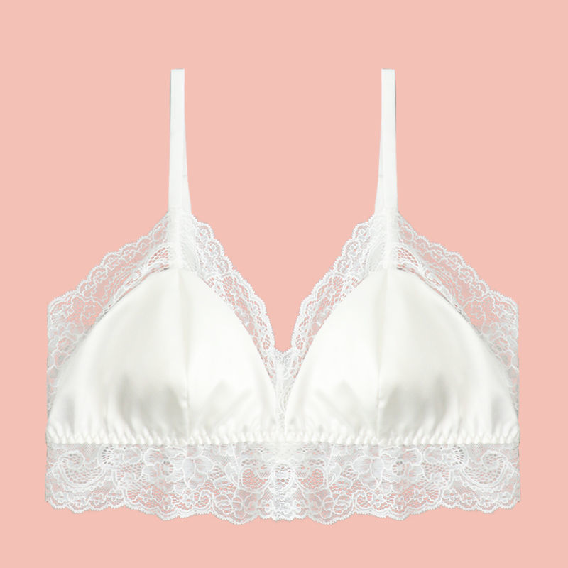 Exquisite Lace Bra 100% Natural Silk Knit Sheer Ladys Bra Wire Free Sexy  Lace Brassiere Size M L XL From 13,9 €