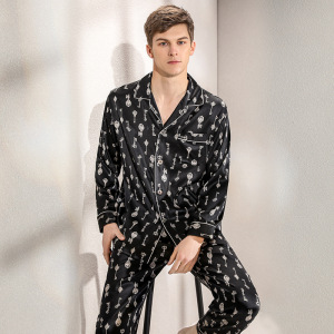 Изготовленный на заказ шелковый пижамный комплект для пары с принтом собственного дизайна размера плюс