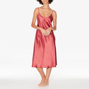 Kundenspezifisches Luxus-Seiden-Slip-Kleid, langes Nachthemd für Homewear oder Outwear