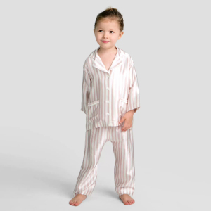 Pyjama en soie de mûrier à manches longues personnalisé en deux pièces pour enfants