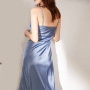 Benutzerdefiniertes Seiden-Slip-Kleid mit V-Ausschnitt, langes Nachthemd für Haus- oder Oberbekleidung