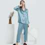 Conjunto de pijama de duas peças personalizado 100% seda amoreira manga longa e calça