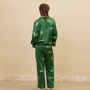 Conjunto de pijama de seda pura feminino 19 Momme com estampa de leopardo fofo