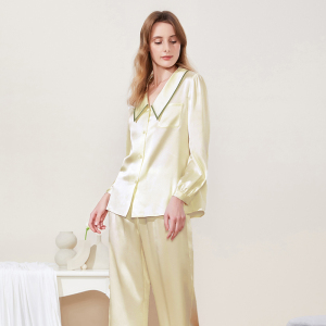 Two-Piece 19 Momme Silk Pajama Set, 100% Silk Sleep wear, Washable Mulberry Silk Loungewear Set