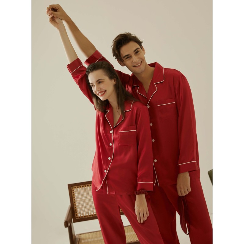 Wholesale Custom Solid Colors Silk Pajamas For Couples Suppliers -Sino