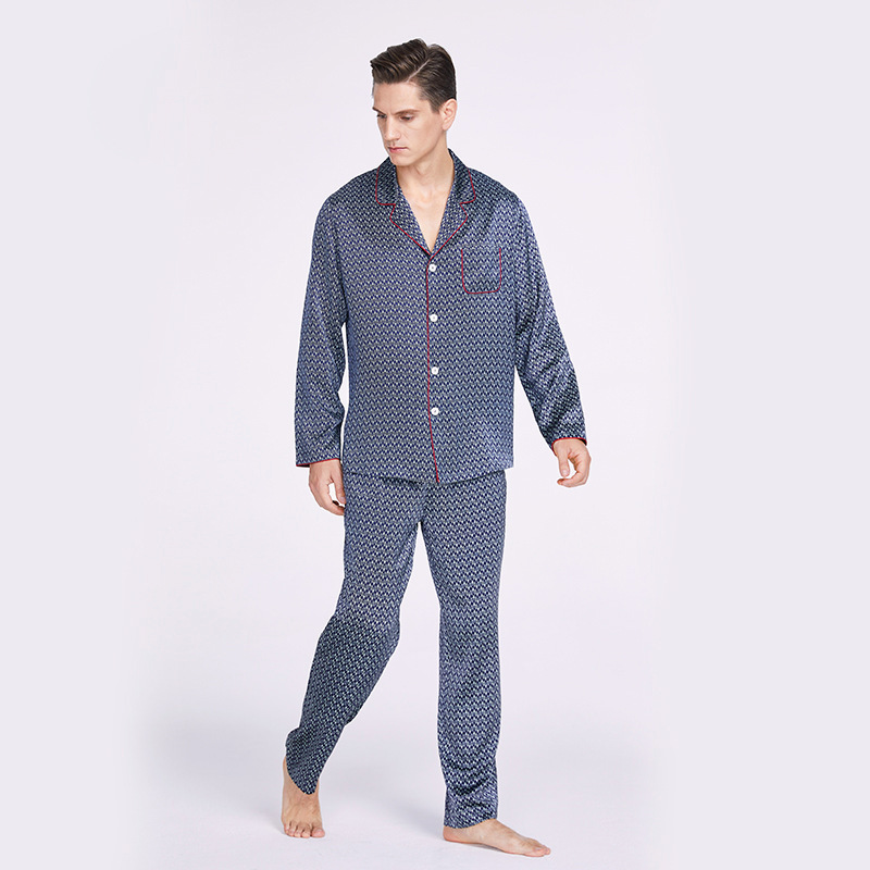 Custom Washable Digital Printing Mulberry Silk Pajamas For Men