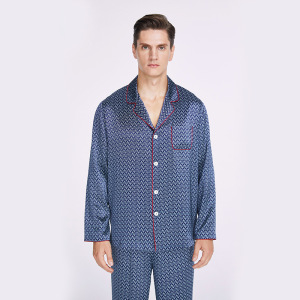 Pijamas de seda de morera de impresión digital lavables personalizados para hombres