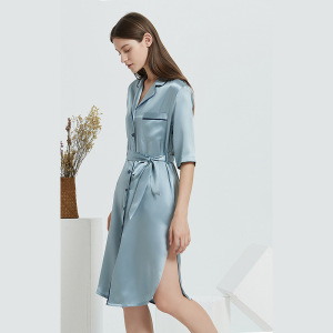 Custom Homewear Luxury 100% Pure Silk Sleepwear Шелковое платье-рубашка