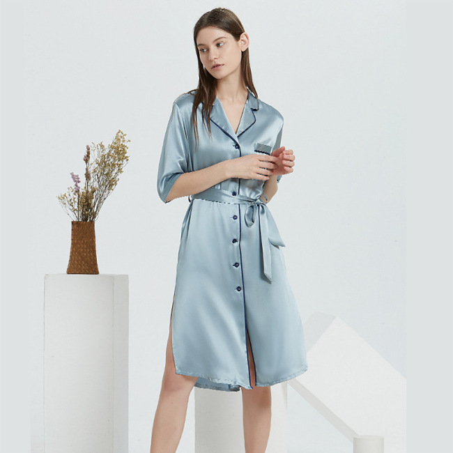 Custom Homewear Luxury 100% Pure Silk Sleepwear Шелковое платье-рубашка