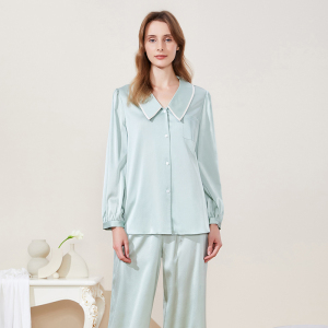 Conjunto de pijama de seda Momme 19 de duas peças, roupa de dormir 100% seda, conjunto de roupa de banho de seda Mulberry lavável