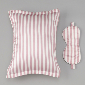 Custom Stripes 100% Cojín de almohada de seda de morera y juego de antifaz para la hora del almuerzo de la oficina de viaje