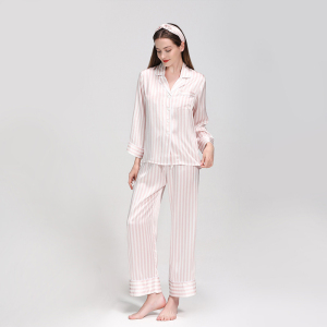 Ensemble de pyjama en soie à motif rayé classique à impression personnalisée