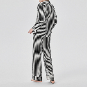 Custom Printing Classic Striped Design Silk Pajamas Set