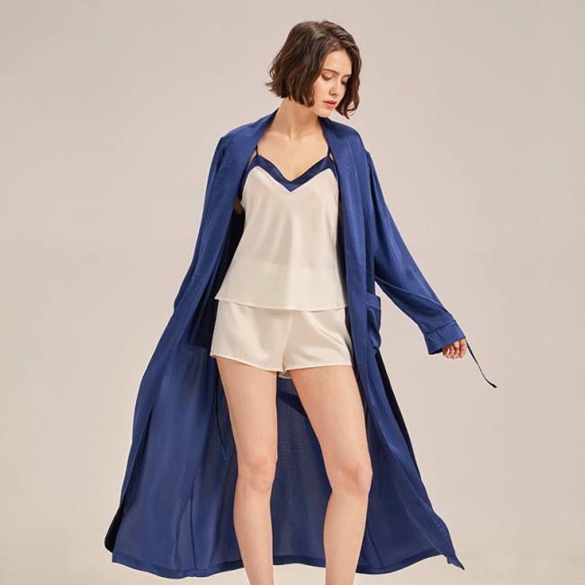 Conjunto de camisola e roupão de seda amoreira moda feminina personalizada