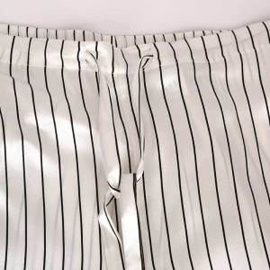 Benutzerdefinierte Unisex Classic Striped Design kurze Seidenpyjamas Set für Damen und Herren