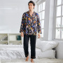 Custom Mens Printing Seide Langarm und Hose zweiteiliges Pyjama-Set
