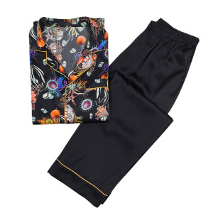 Изготовленный на заказ мужской шелковый пижамный комплект с длинным рукавом и брюками из двух частей