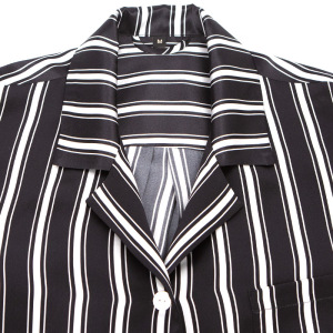 Conjunto de pijamas de seda con diseño de rayas clásico unisex personalizado para mujeres y hombres